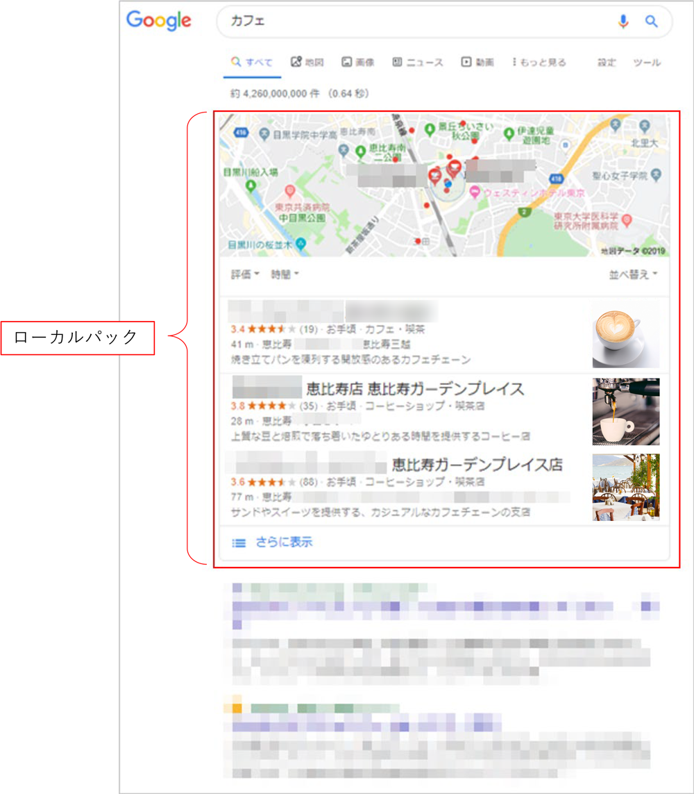 図2：「カフェ」のPCでの検索結果